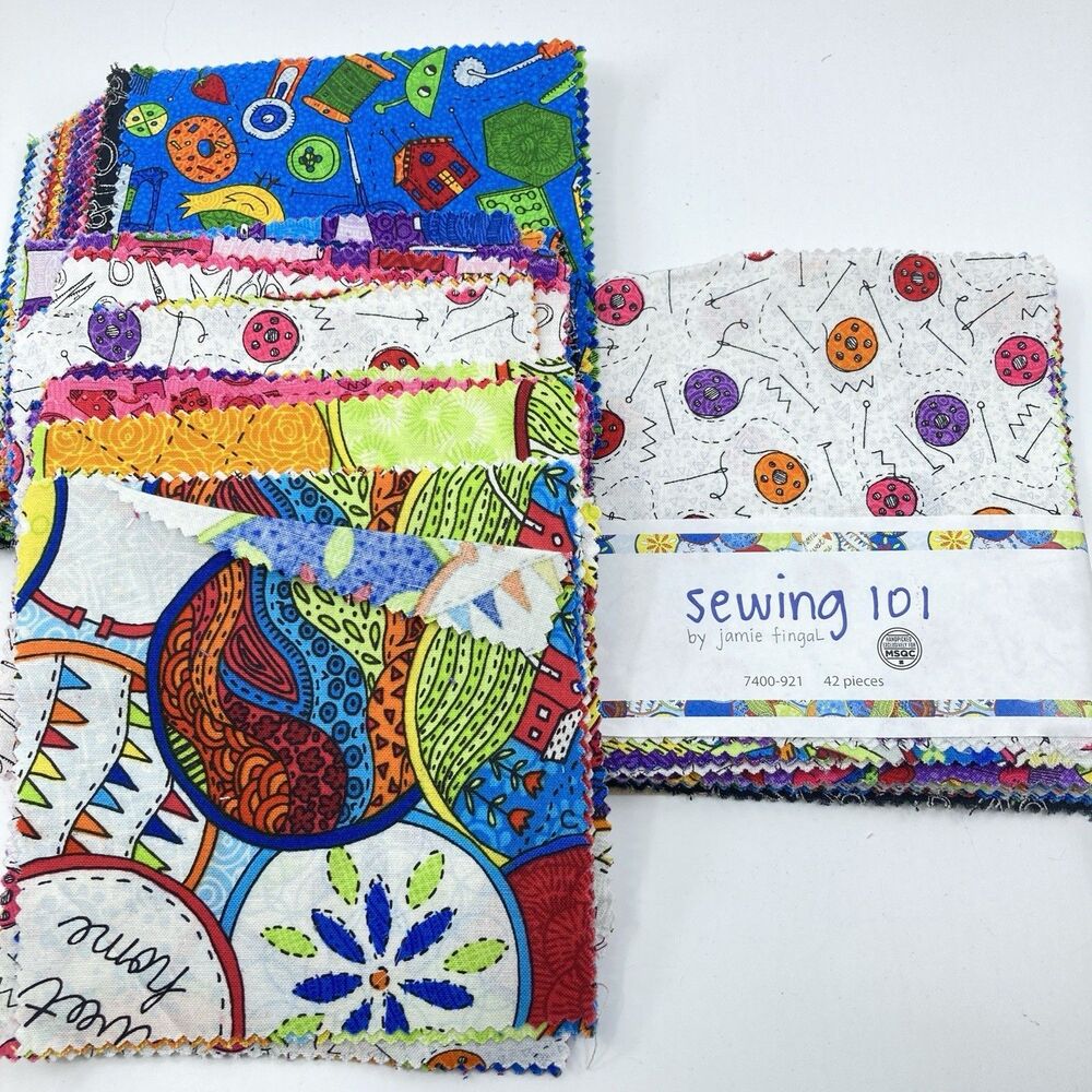 Sewing 101 5" x 5" Cotton charms by Jamie Fingal for RJR Fabrics